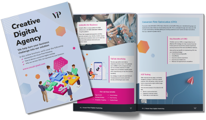 Digital media and marketing agency brochure for Visual-Pixel